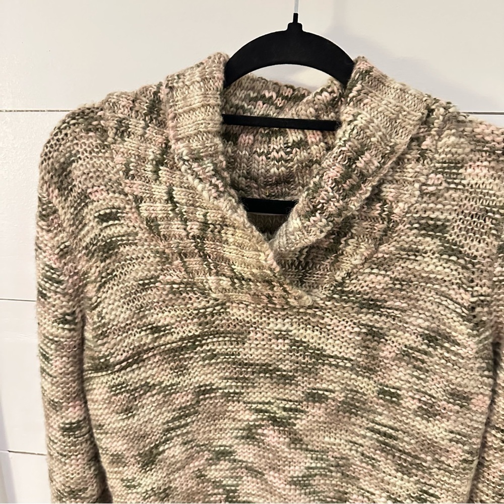 Y2K VTG LIZ CLAIBORNE M Multicolor crew exaggerated collar woman sweater boho - Picture 3 of 12